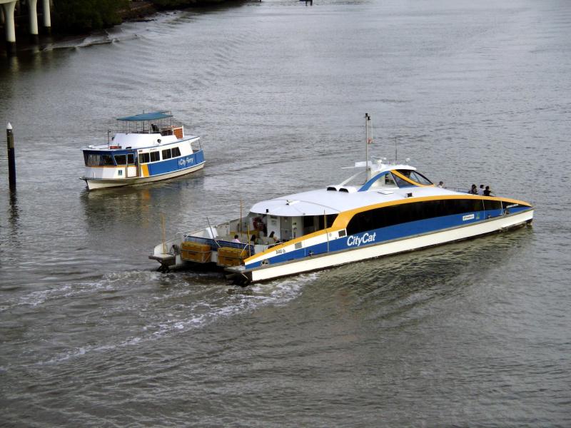 CityCat and a CityFerry on the river, December 2009.
