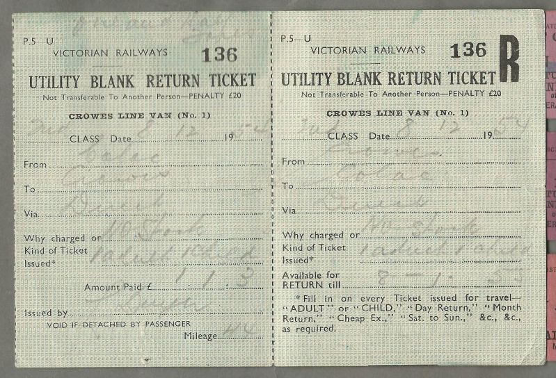 Ticket for the last train from Crowes
