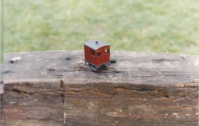 Model of the van sitting on the roof section of the original van.
